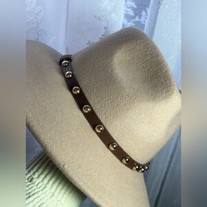 Something Special Hats Tan Wool Fedora Studded Band Western Boho Hat